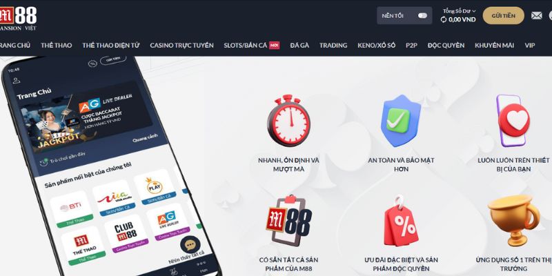 Sơ lược về tải ứng dụng M88 về máy di động
